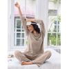 imageEkouaer Lounge Sets for Women Comfy Ribbed Knit Pajamas Fall Long Sleeve Sleepwear 2 Piece Casual LoungewearSXXLTea Grey