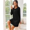 imageEkouaer Womens 2 Pack Sleepshirt Dress Comfortable Nightshirt Nightgown Long Sleeve Button Down SleepwearBlack purple