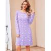 imageEkouaer Womens 2 Pack Sleepshirt Dress Comfortable Nightshirt Nightgown Long Sleeve Button Down SleepwearBlue White Floral purple Floral