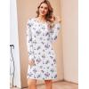 imageEkouaer Womens 2 Pack Sleepshirt Dress Comfortable Nightshirt Nightgown Long Sleeve Button Down SleepwearBlue White Floral white Purple Floral