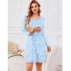 imageEkouaer Womens 2 Pack Sleepshirt Dress Comfortable Nightshirt Nightgown Long Sleeve Button Down SleepwearBlue White Floral white Purple Floral