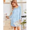 imageEkouaer Womens 2 Pack Sleepshirt Dress Comfortable Nightshirt Nightgown Long Sleeve Button Down SleepwearBlue White Floral white Purple Floral