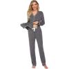 imageEkouaer Womens Pajamas Long Sleeve Sleepwear Casual Button Down Loungewear Soft Pjs Set SXXLFlower Grey