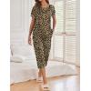 imageEkouaer 2 Pack Womens Pajamas Sets Short Sleeve Tops and Capri Pants Pjs Colorful Printed Sleepwear SetsBlack Stripeleopard
