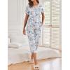 imageEkouaer 2 Pack Womens Pajamas Sets Short Sleeve Tops and Capri Pants Pjs Colorful Printed Sleepwear SetsBlue Flowers  Navy Blue