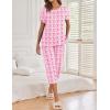 imageEkouaer 2 Pack Womens Pajamas Sets Short Sleeve Tops and Capri Pants Pjs Colorful Printed Sleepwear SetsMonkeys