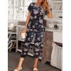 imageEkouaer 2 Pack Womens Pajamas Sets Short Sleeve Tops and Capri Pants Pjs Colorful Printed Sleepwear SetsPink Flowers  Black Flowers