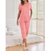 imageEkouaer 2 Pack Womens Pajamas Sets Short Sleeve Tops and Capri Pants Pjs Colorful Printed Sleepwear SetsPink Stripe  Grey Stars