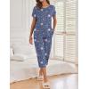 imageEkouaer 2 Pack Womens Pajamas Sets Short Sleeve Tops and Capri Pants Pjs Colorful Printed Sleepwear SetsStars Sky  Navy Blue