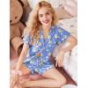 imageEkouaer Pajamas for Women Set Button Up Pjs Short Sleeve Ruffle Sleepwear Notch Collar Bride Soft Pj Lounge Sets SXXLBlue Moon Teddy