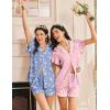 imageEkouaer Pajamas for Women Set Button Up Pjs Short Sleeve Ruffle Sleepwear Notch Collar Bride Soft Pj Lounge Sets SXXLBow Teddy Paris