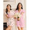imageEkouaer Pajamas for Women Set Button Up Pjs Short Sleeve Ruffle Sleepwear Notch Collar Bride Soft Pj Lounge Sets SXXLCherry Teddy