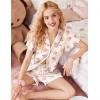 imageEkouaer Pajamas for Women Set Button Up Pjs Short Sleeve Ruffle Sleepwear Notch Collar Bride Soft Pj Lounge Sets SXXLCherry Teddy