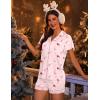 imageEkouaer Pajamas for Women Set Button Up Pjs Short Sleeve Ruffle Sleepwear Notch Collar Bride Soft Pj Lounge Sets SXXLPink Candy Cane