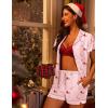 imageEkouaer Pajamas for Women Set Button Up Pjs Short Sleeve Ruffle Sleepwear Notch Collar Bride Soft Pj Lounge Sets SXXLPink Candy Cane
