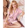 imageEkouaer Pajamas for Women Set Button Up Pjs Short Sleeve Ruffle Sleepwear Notch Collar Bride Soft Pj Lounge Sets SXXLPink Moon Teddy