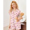 imageEkouaer Pajamas for Women Set Button Up Pjs Short Sleeve Ruffle Sleepwear Notch Collar Bride Soft Pj Lounge Sets SXXLPink Striped Teddy