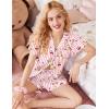 imageEkouaer Pajamas for Women Set Button Up Pjs Short Sleeve Ruffle Sleepwear Notch Collar Bride Soft Pj Lounge Sets SXXLPink Striped Teddy