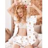 imageEkouaer Pajamas for Women Set Button Up Pjs Short Sleeve Ruffle Sleepwear Notch Collar Bride Soft Pj Lounge Sets SXXLWhite Sleep Teddy