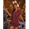 imageEkouaer Pajamas for Women Set Button Up Pjs Short Sleeve Ruffle Sleepwear Notch Collar Bride Soft Pj Lounge Sets SXXLWine Red