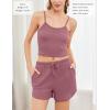 imageEkouaer Womens Waffle Knit Pajama Sets 3 Piece Long Sleeve and Cami Top with Shorts Outfits Lounge SetDusty Rose