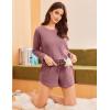 imageEkouaer Womens Waffle Knit Pajama Sets 3 Piece Long Sleeve and Cami Top with Shorts Outfits Lounge SetDusty Rose