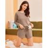 imageEkouaer Womens Waffle Knit Pajama Sets 3 Piece Long Sleeve and Cami Top with Shorts Outfits Lounge SetKhaki