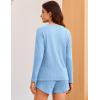 imageEkouaer Womens Waffle Knit Pajama Sets 3 Piece Long Sleeve and Cami Top with Shorts Outfits Lounge SetLight Blue