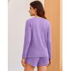 imageEkouaer Womens Waffle Knit Pajama Sets 3 Piece Long Sleeve and Cami Top with Shorts Outfits Lounge SetLight Purple