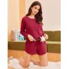 imageEkouaer Womens Waffle Knit Pajama Sets 3 Piece Long Sleeve and Cami Top with Shorts Outfits Lounge SetRed