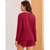 imageEkouaer Womens Waffle Knit Pajama Sets 3 Piece Long Sleeve and Cami Top with Shorts Outfits Lounge SetRed