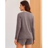 imageEkouaer Womens Waffle Knit Pajama Sets 3 Piece Long Sleeve and Cami Top with Shorts Outfits Lounge SetTaupe Gray