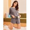 imageEkouaer Womens Waffle Knit Pajama Sets 3 Piece Long Sleeve and Cami Top with Shorts Outfits Lounge SetTaupe Gray