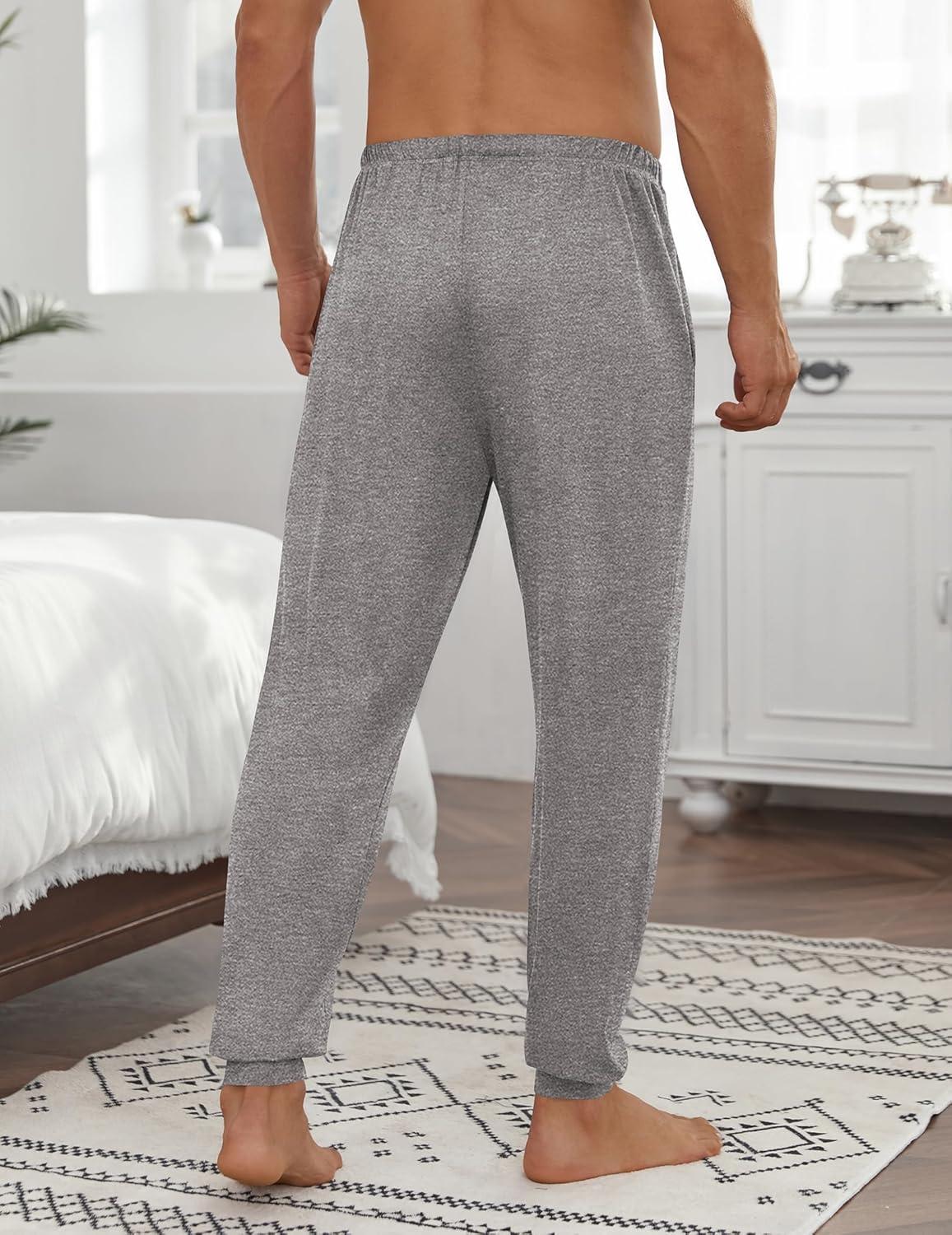 imageEkouaer Mens Pajama Pants Ultra Lightweight Pjs Bottoms Soft Sleep Jogger Pants with Pocket DrawstringGrey Heather