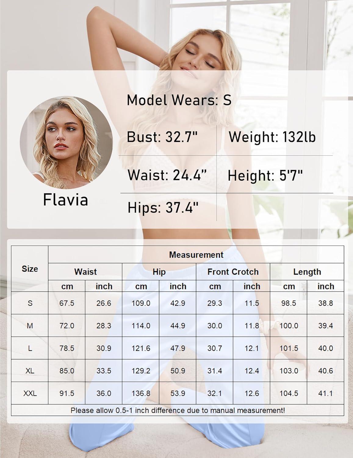 imageEkouaer Womens Silk Satin Pajama Pants Comfy Pj Pants for Women Elastic Waist Ladies Sleep Bottoms with Side PocketsLight Blue