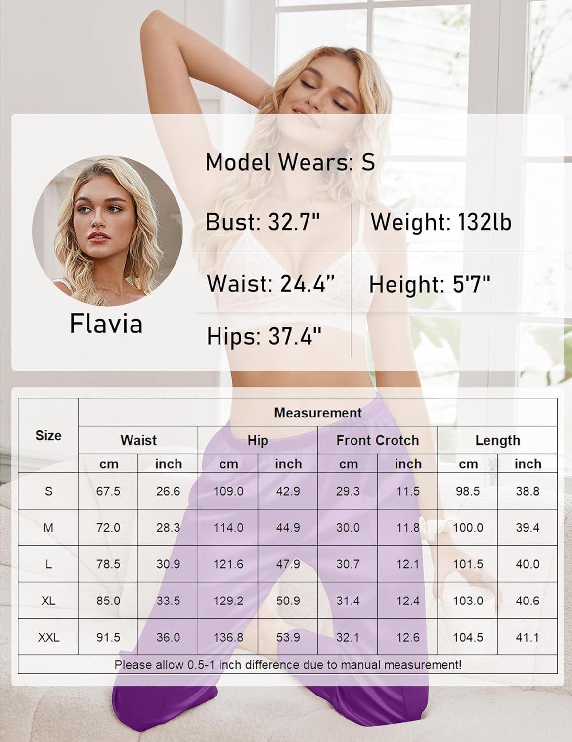 imageEkouaer Womens Silk Satin Pajama Pants Comfy Pj Pants for Women Elastic Waist Ladies Sleep Bottoms with Side PocketsPurple