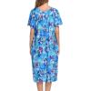 imageEkouaer 2 Pack House Dresses for Women with Pockets Short Sleeve Moo Moos Floral Print Mumu DressesBlue FloralCherry Blossoms