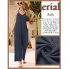 imageEkouaer Jumpsuits for Women Loose Sleeveless Adjustable Spaghetti Strap Romper Stretchy Wide Leg Pants Outfits with PocketsBlue