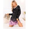 imageEkouaer Long Sleeve Nightgowns for Women Sexy Lace Night Shirt V Neck Sleep Shirt Soft SleepwearBlack Sakura