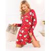 imageEkouaer Long Sleeve Nightgowns for Women Sexy Lace Night Shirt V Neck Sleep Shirt Soft SleepwearChristmas Santa 2