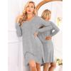 imageEkouaer Long Sleeve Nightgowns for Women Sexy Lace Night Shirt V Neck Sleep Shirt Soft SleepwearGrey