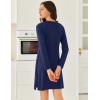 imageEkouaer Long Sleeve Nightgowns for Women Sexy Lace Night Shirt V Neck Sleep Shirt Soft SleepwearNavy Blue