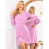 imageEkouaer Long Sleeve Nightgowns for Women Sexy Lace Night Shirt V Neck Sleep Shirt Soft SleepwearPink Florals