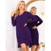 imageEkouaer Long Sleeve Nightgowns for Women Sexy Lace Night Shirt V Neck Sleep Shirt Soft SleepwearPurple