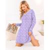 imageEkouaer Long Sleeve Nightgowns for Women Sexy Lace Night Shirt V Neck Sleep Shirt Soft SleepwearPurple Flowers
