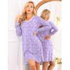 imageEkouaer Long Sleeve Nightgowns for Women Sexy Lace Night Shirt V Neck Sleep Shirt Soft SleepwearPurple Flowers