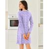 imageEkouaer Long Sleeve Nightgowns for Women Sexy Lace Night Shirt V Neck Sleep Shirt Soft SleepwearPurple Flowers