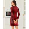 imageEkouaer Long Sleeve Nightgowns for Women Sexy Lace Night Shirt V Neck Sleep Shirt Soft SleepwearRed  Black Plaid