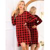 imageEkouaer Long Sleeve Nightgowns for Women Sexy Lace Night Shirt V Neck Sleep Shirt Soft SleepwearRed  Black Plaid