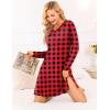 imageEkouaer Long Sleeve Nightgowns for Women Sexy Lace Night Shirt V Neck Sleep Shirt Soft SleepwearRed  Black Plaid